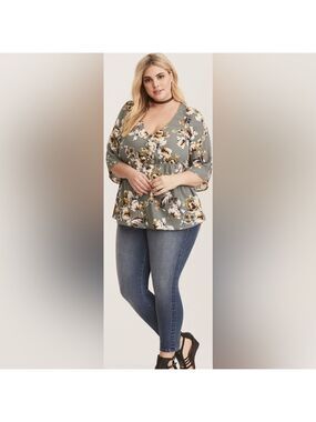 Torrid green floral babydoll top size 3X